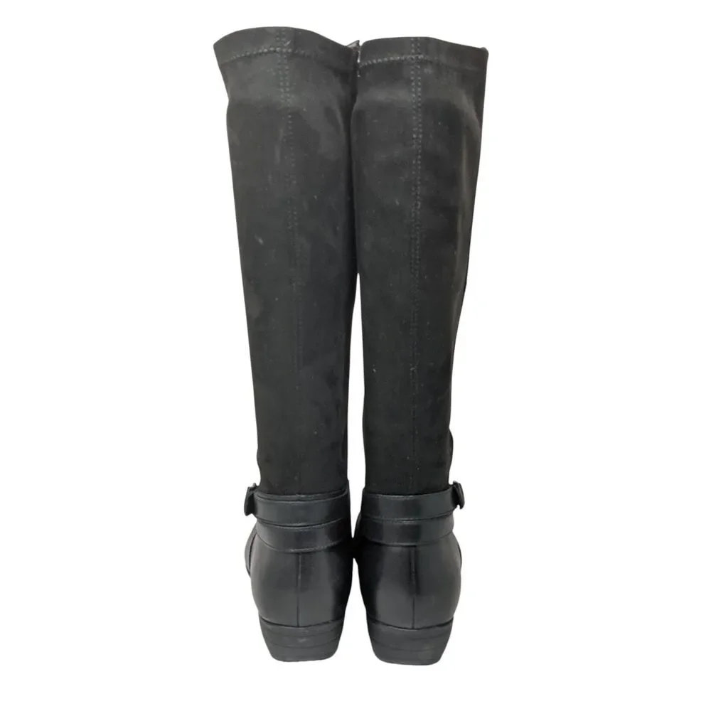 Dansko Francesca Black Milled Leather Tall Boots Womens 8
